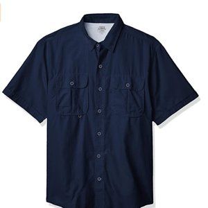 Men's Short Sleeve Beach Button Down Solid Shirt
